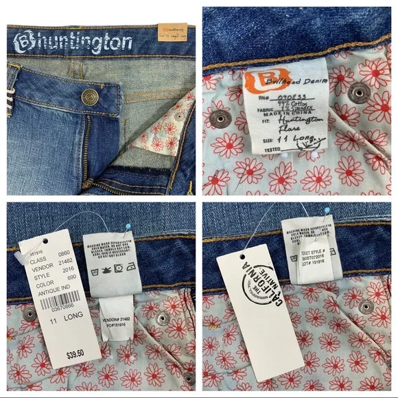 Y2K Style Flare Stretch Bullhead Huntington Blue Jeans - Picture 14 of 16